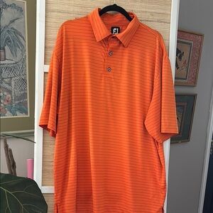 FootJoy Orange Polo Shirt with Pinstripes